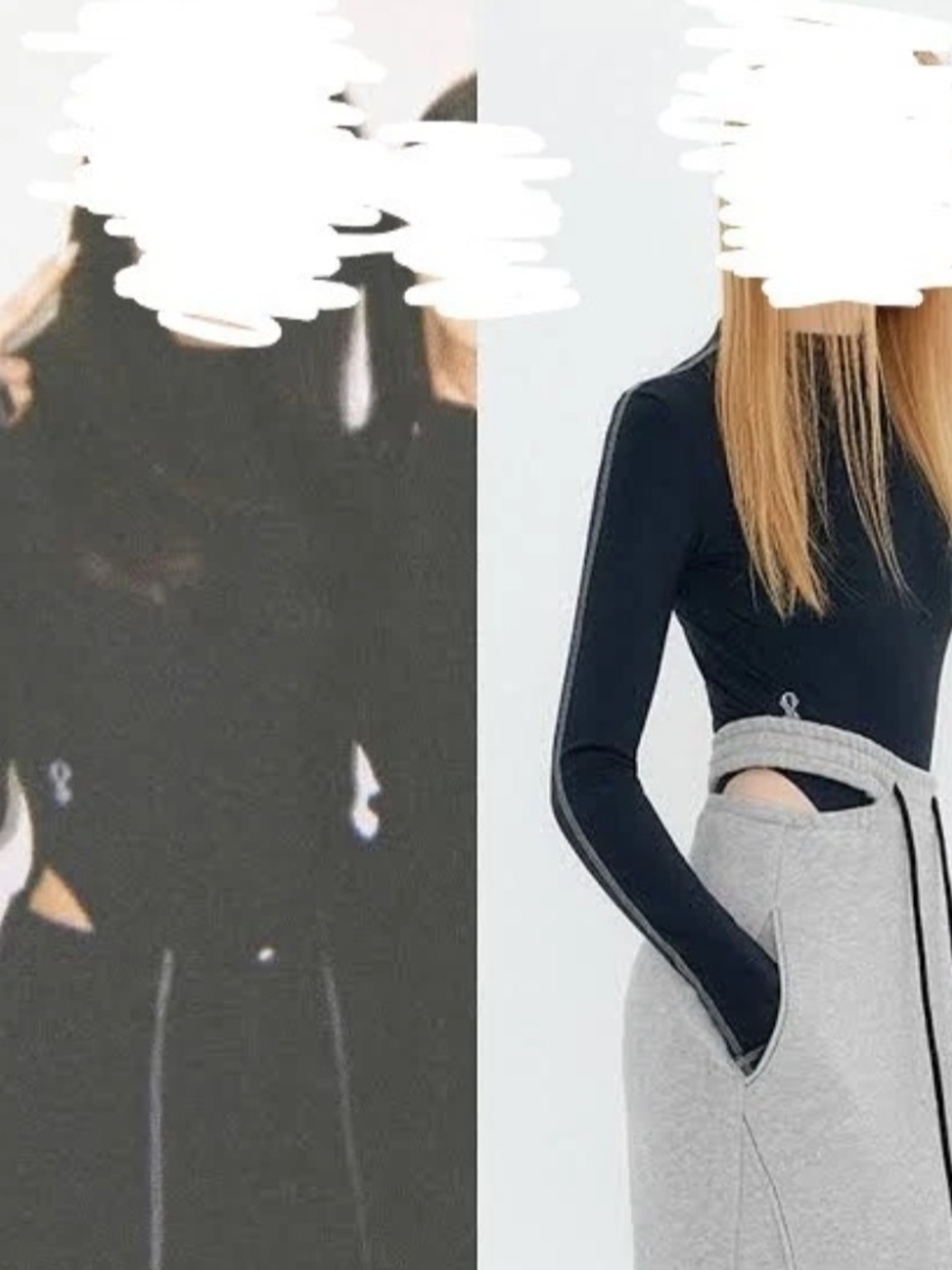 YUSE Bodysuit One Size S/M Long Sleeve Mock Neck Black K-Pop High Cut Korean